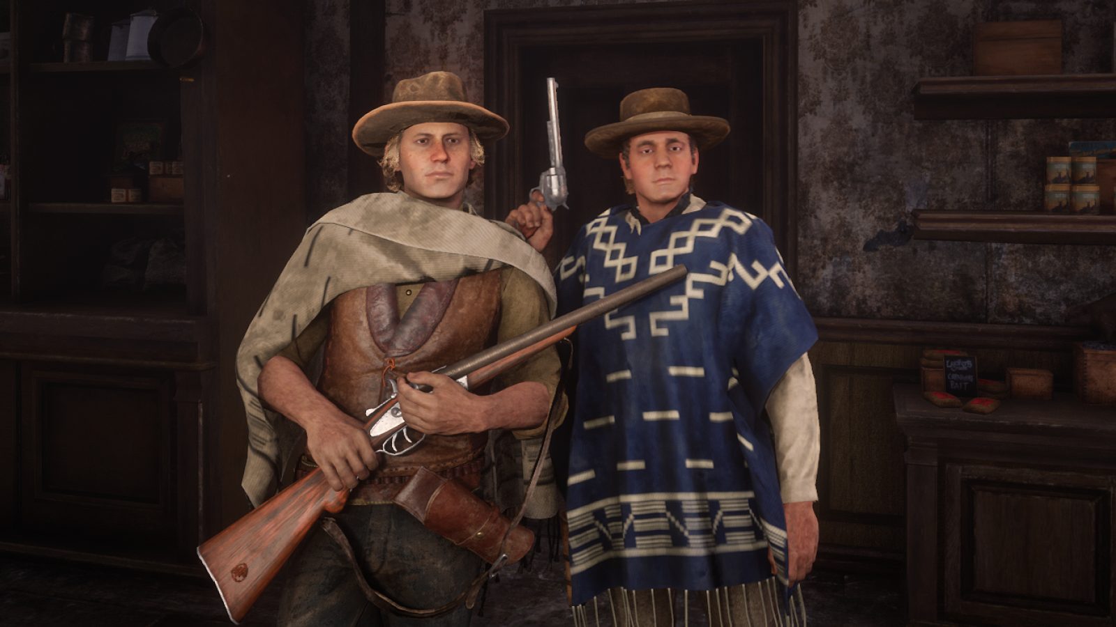 A pair posing in the general store